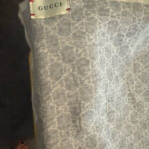Gucci Light Gray Patterned baby blanket